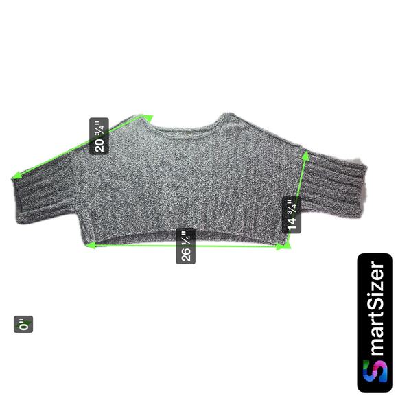 Free People Women's Medium Gray & White Oversized Boxy Cropped Sweater Comfort - Picture 8 of 8